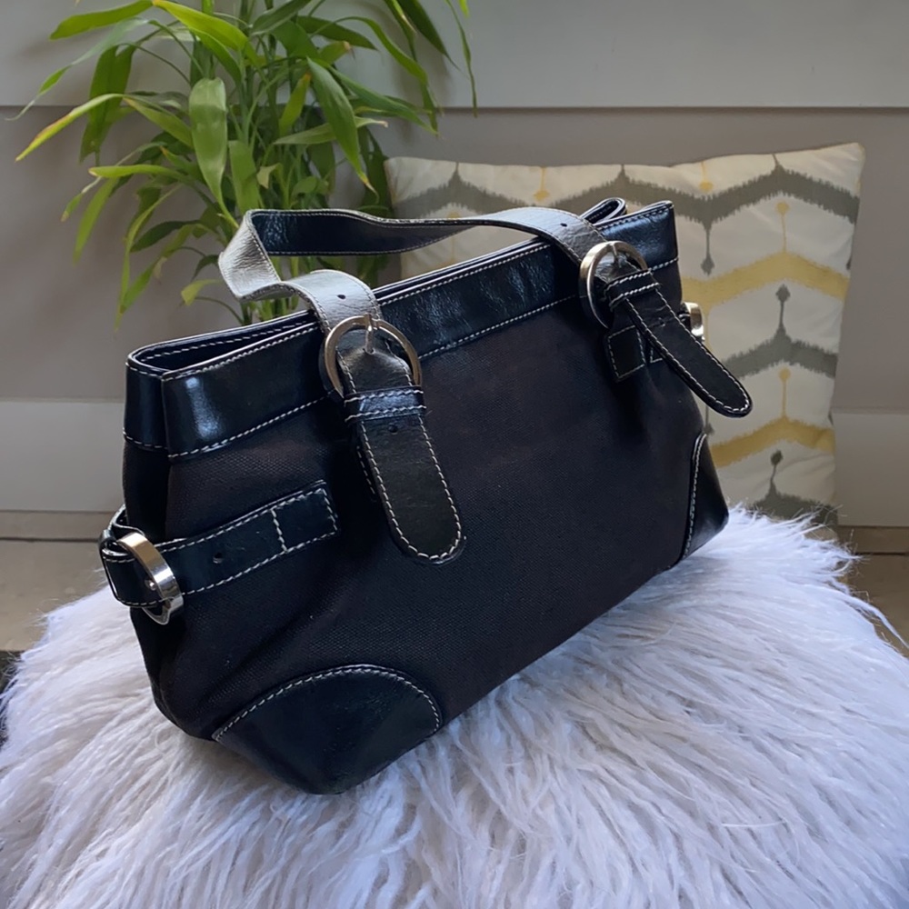 Vintage Y2K leather and fabric little black purse